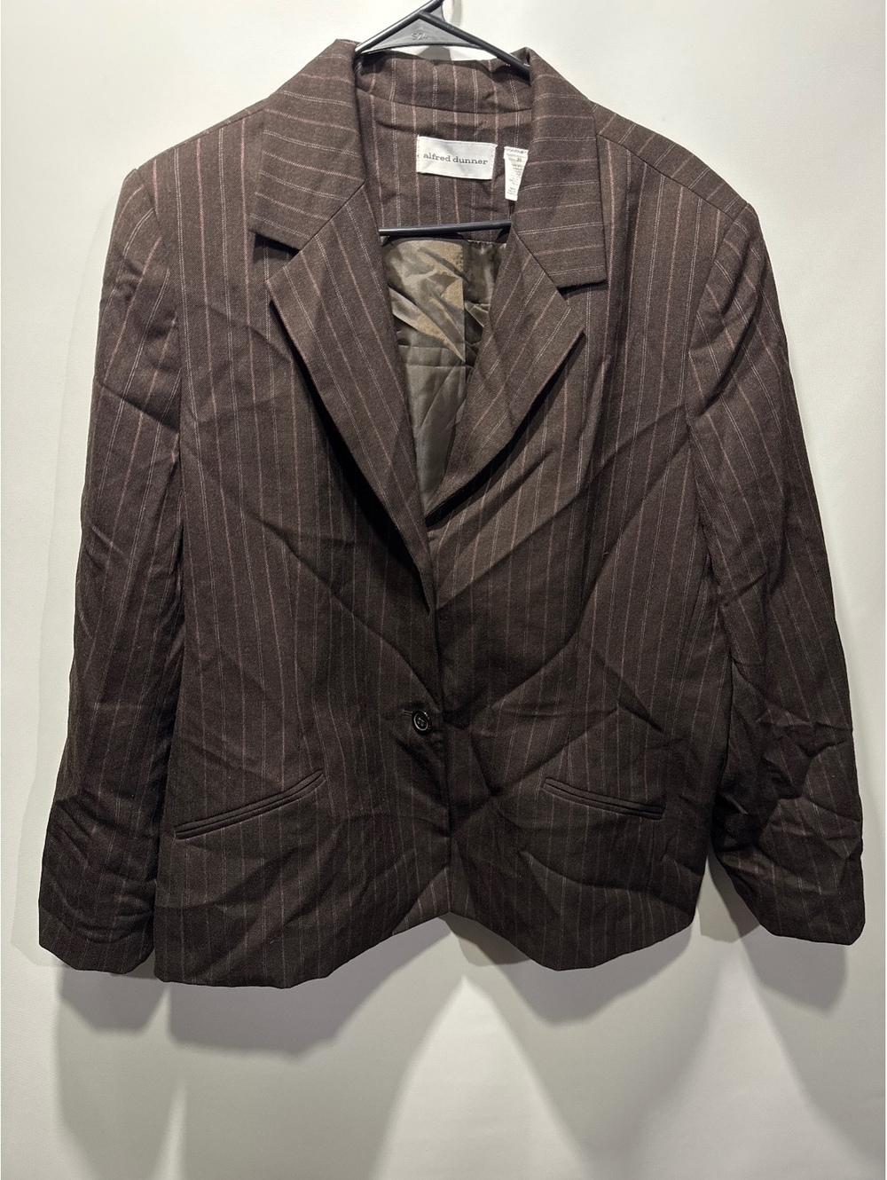 Alfred Dunner Women's Brown Pinstripe Wool Blazer Size 20